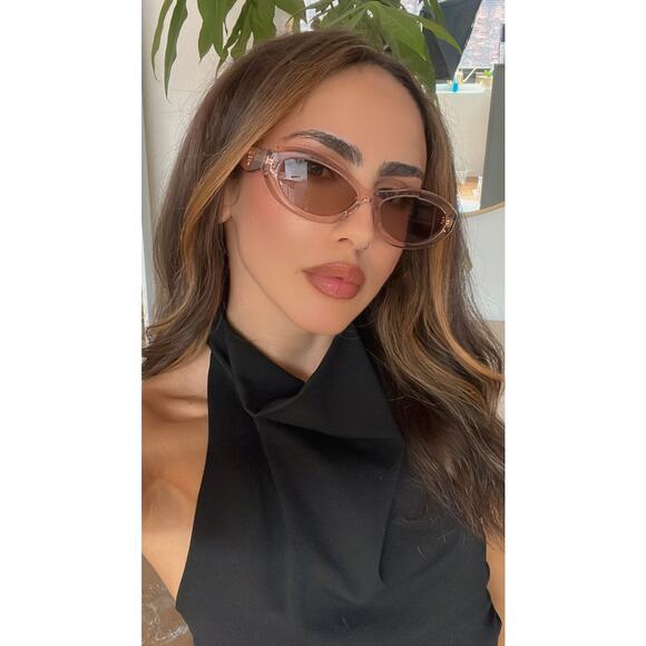 NEW Prada PR26ZS Transparent Peach Logo Cat Eye Sunglasses - Picture 2 of 8